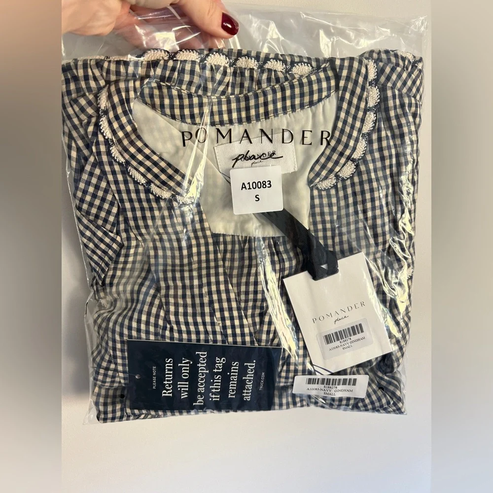 NWT Tuckernuck POMANDER PLACE‎ Navy Gingham Kenzo Dress - Picture 6 of 6